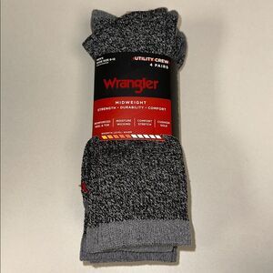 Wrangler L/XL Men’s Heather Gray Black Cotton Blend Knit Utility Crew Work Socks
